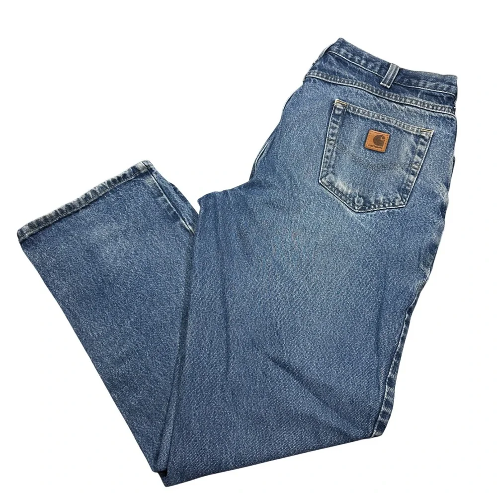 Carhartt Relaxed Fit Jeans Mens 38x32 Blue Denim Work Pants 381-83